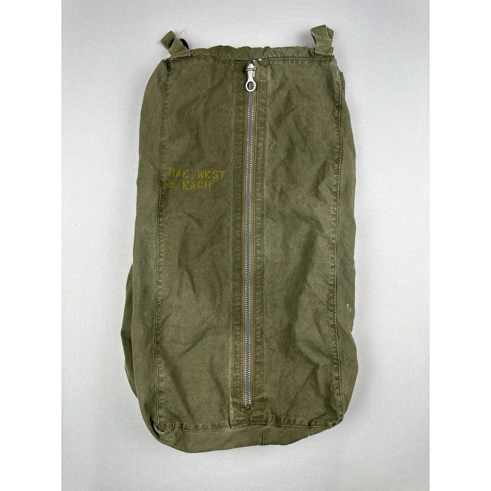 Vintage US Military Mae West Life Preserver Carry Bag 1950s 1960s Olive Drab USA